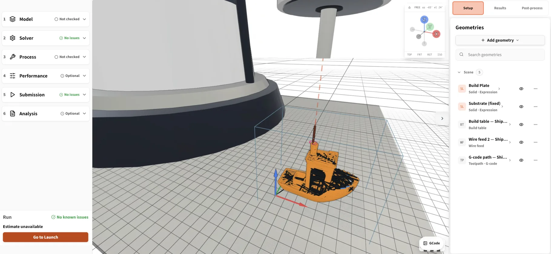 Synafloat platform: setting up a DED tool head with wire feed and the G-code view